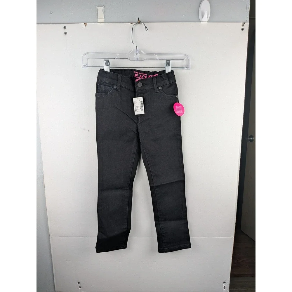The Childrens Place Kids Skinny Jeans Black Wash Adjustable Waist 5T